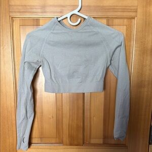 Small Athletic Gray Women's Long Sleeve Cropped Top